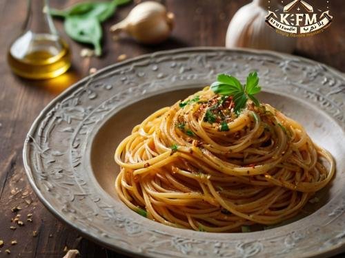 Spaghetti pasta with garlic and chili oil recipe