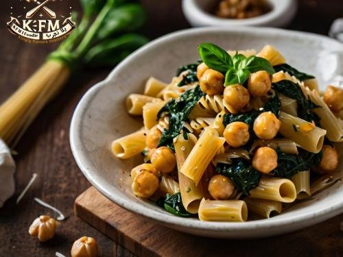 Garlic-infused Pasta with Chickpeas and Spinach