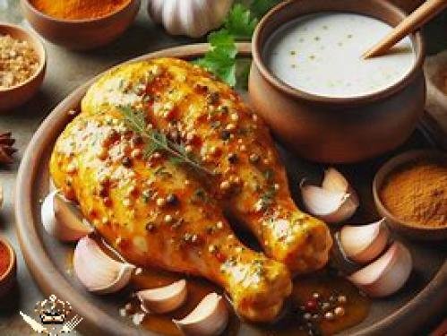 Poulet mariné au yaourt et au curry: nutritive et savoureuse