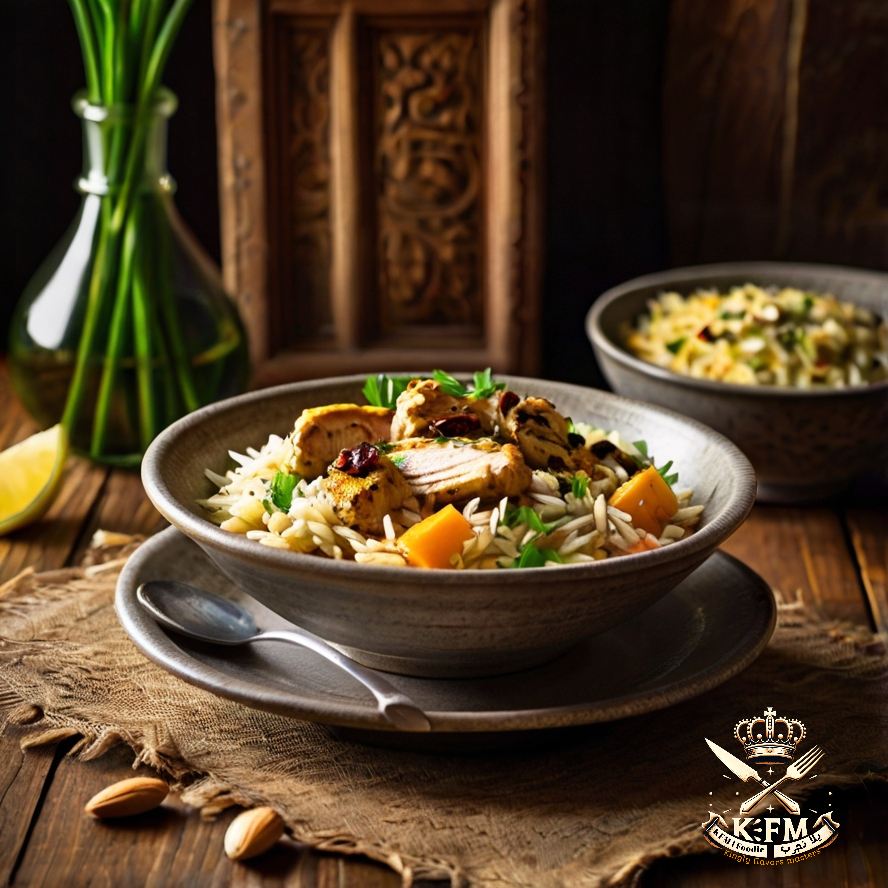 فراخ شواية مع أرز بسمتي وملوخية